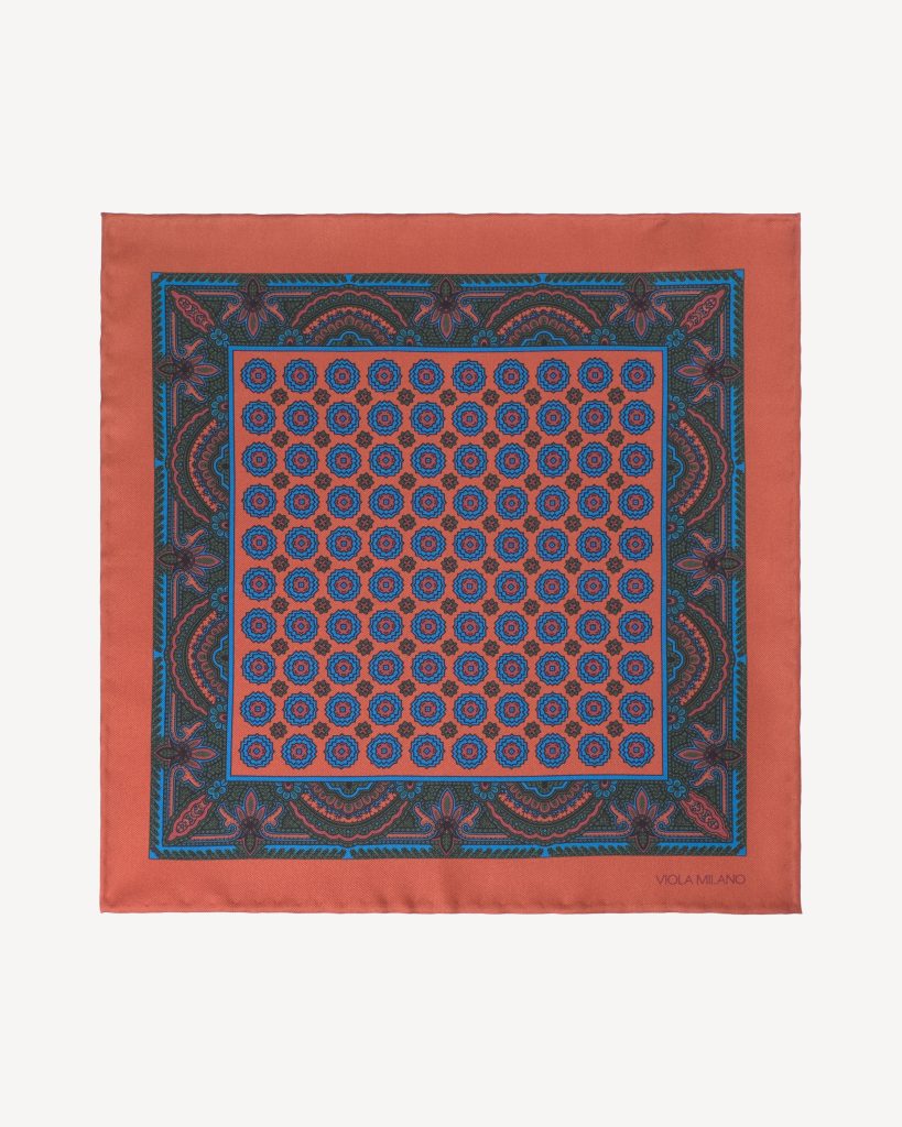 Floral Pattern Printed Silk Pocket Square - Rose