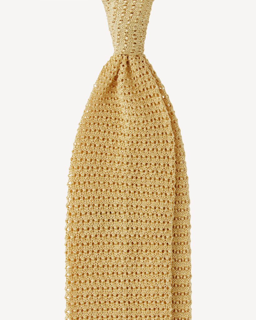 Knitted Solid V-end Silk Tie - Sunshine