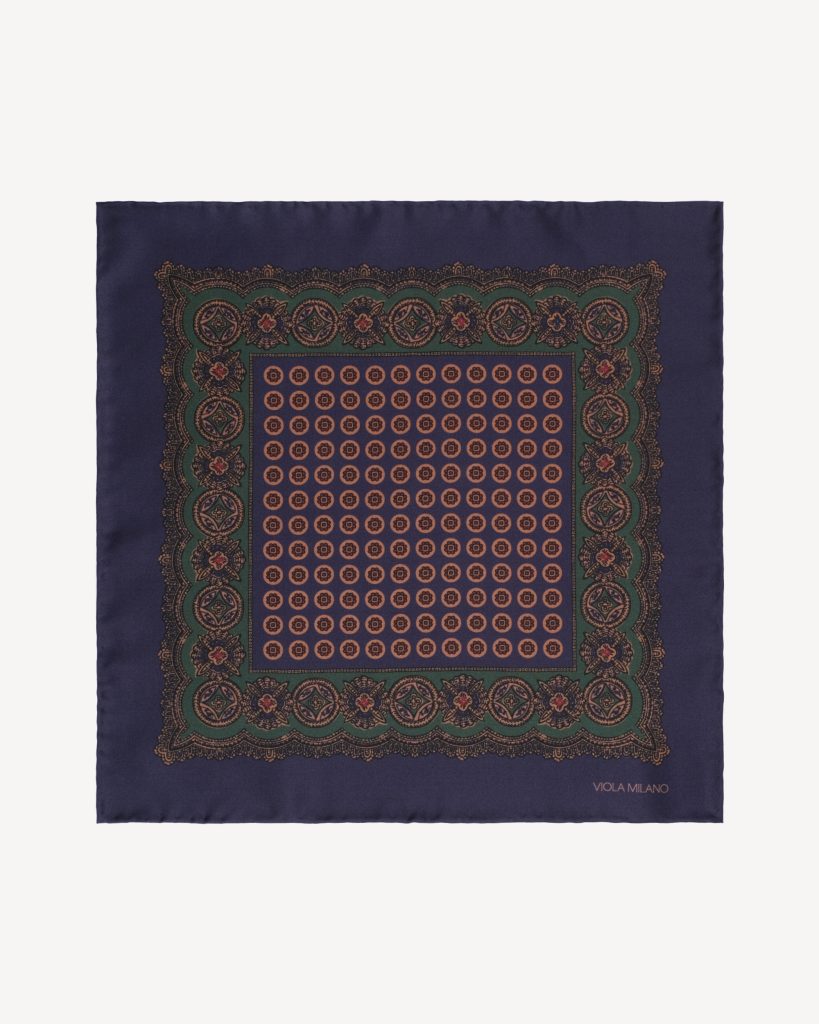 Luxury Archive Printed Silk Pocket Square - Blue Floral