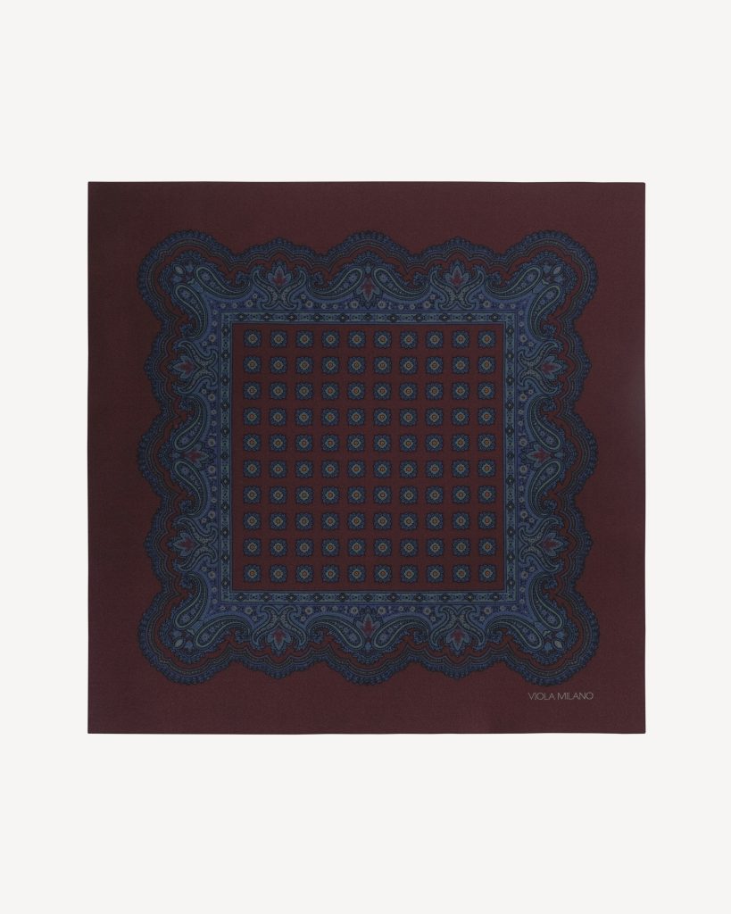 Luxury Archive Printed Silk Pocket Square - Brown Rosette