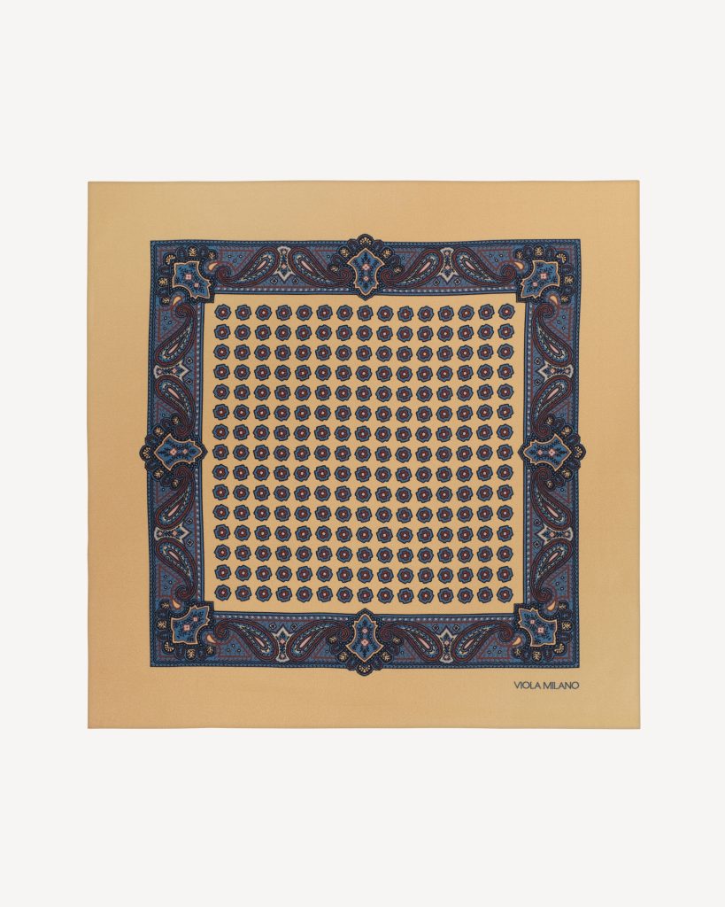 Luxury Archive Printed Silk Pocket Square - Yellow Floral