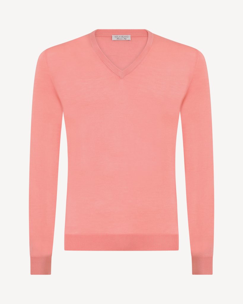 Luxury Cashmere blend  V-neck Sweater - Pink