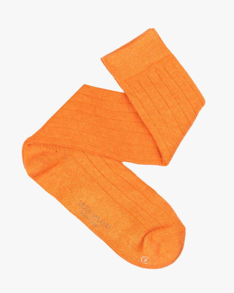 Solid 100% Cashmere Over-The-Calf Socks – Orange
