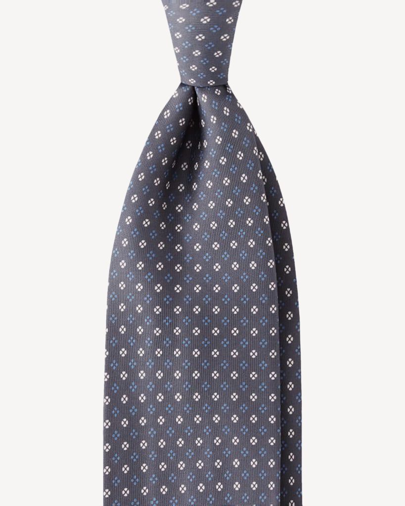 Micro Pattern Selftipped Silk Tie – Grey Mix