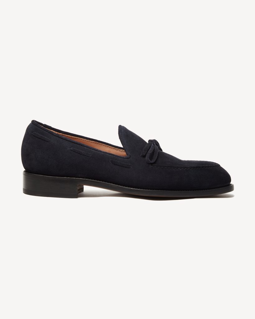 Milanese Handwelted String Loafer - Navy Suede