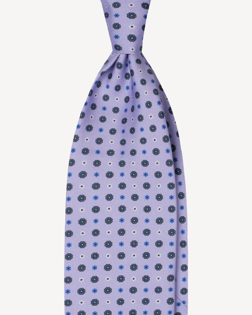 Mix Floral Selftipped Italian Silk Tie - Viola Mix