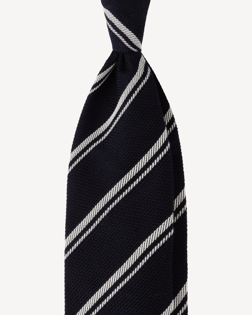 Multi Stripe 3-fold Grenadine Tie - Navy/White