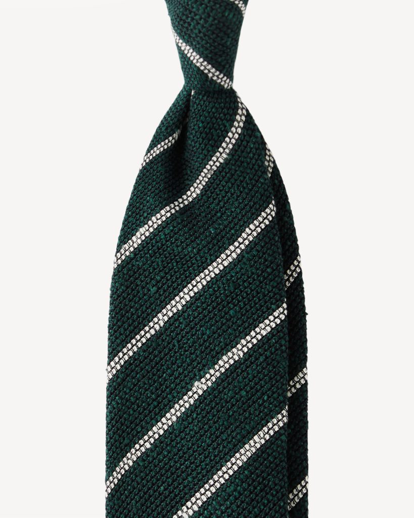 Multi Stripe Woven Grenadine/Shantung Tie - Forest/White