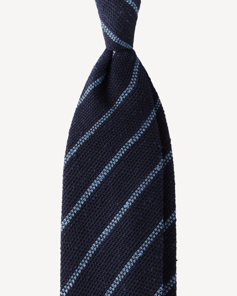 Multi Stripe Woven Grenadine/Shantung Tie - Navy/Sea