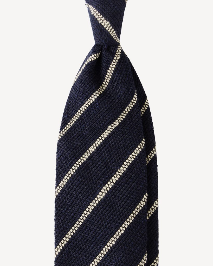 Multi Stripe Woven Grenadine/Shantung Tie - Navy/White