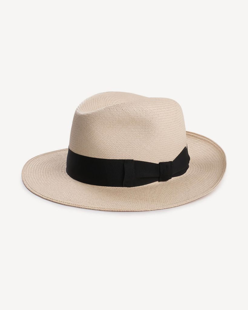 Natural Panama Hat Italia with Contrasting Gross Grain – Black/White