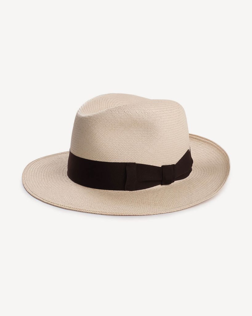 Natural Panama Hat Italia with Contrasting Gross Grain – Brown