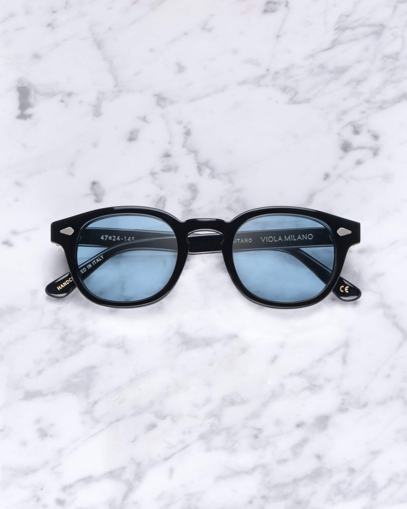 The Positano Sunglasses - Black With A Blue Lens