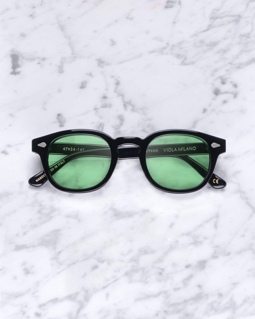 The Positano Sunglasses - Black With A Clover Green Lens