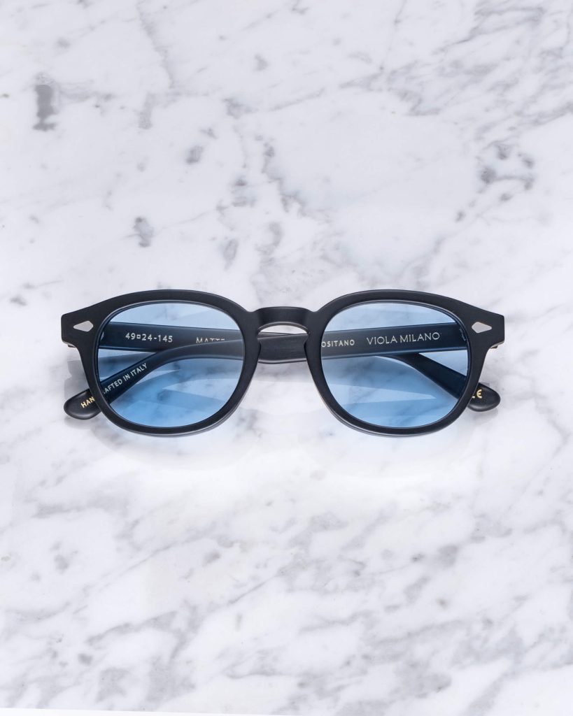 The Positano Sunglasses - Matte Black with Blue Lens