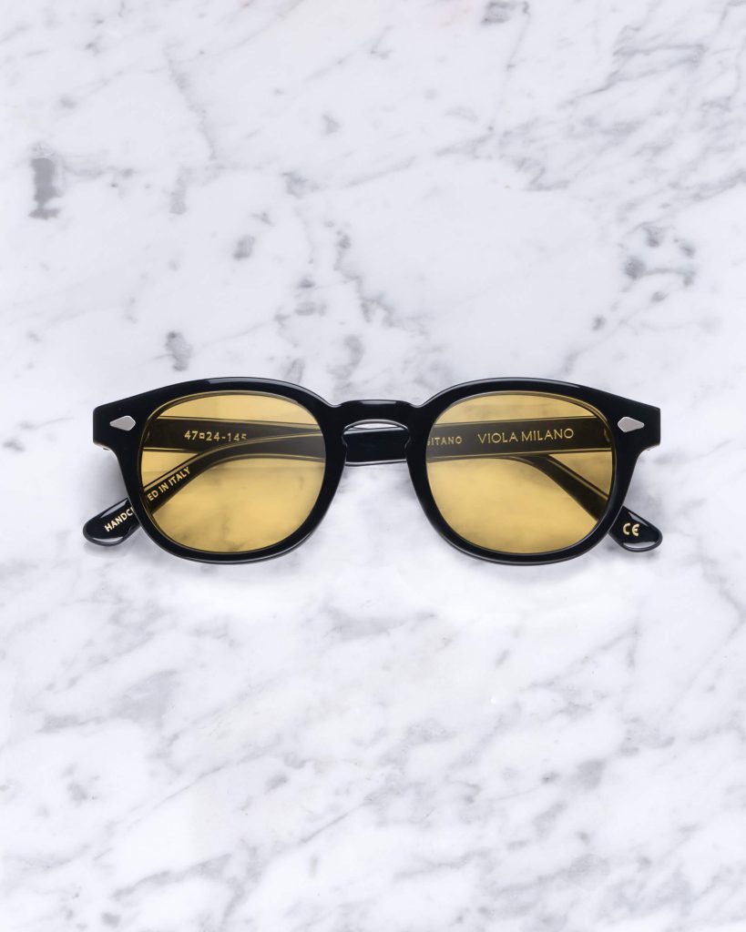 The Positano Sunglasses - Black With A Mustard Lens