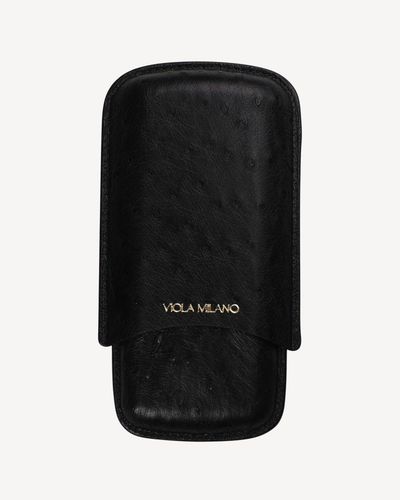 Ostrich Cigar Case - Black