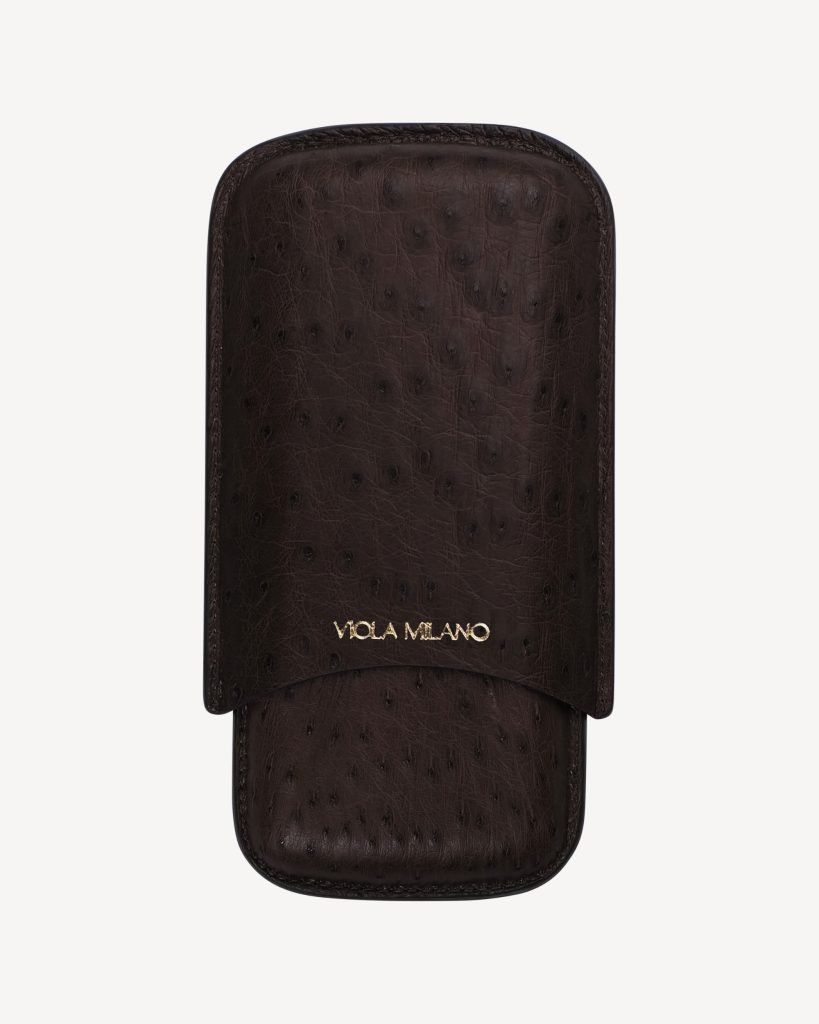 Ostrich Cigar Case - Brown