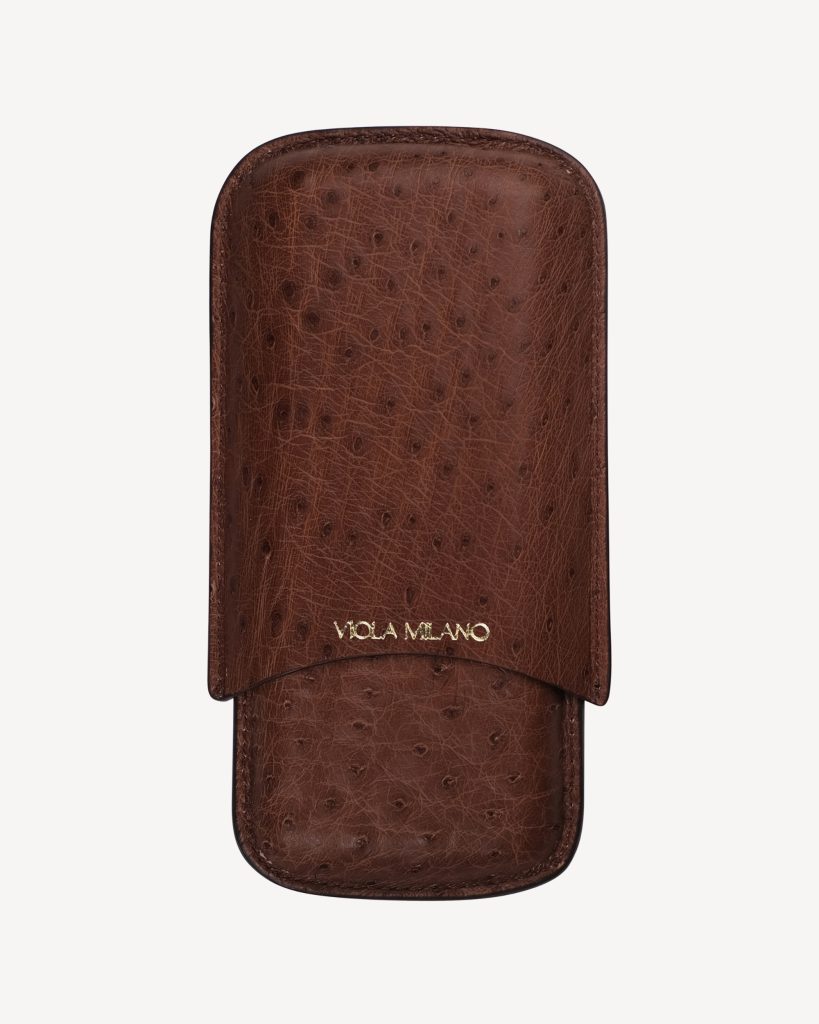 Ostrich Cigar Case - Chocolate