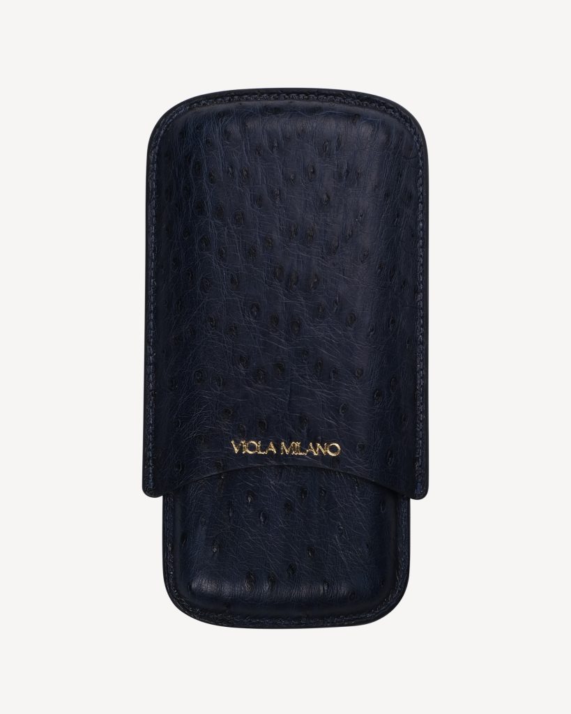 Ostrich Cigar Case - Navy