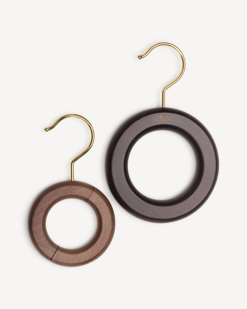 Package of 20 X Tie/Scarf Hanger ring - Dark Wood