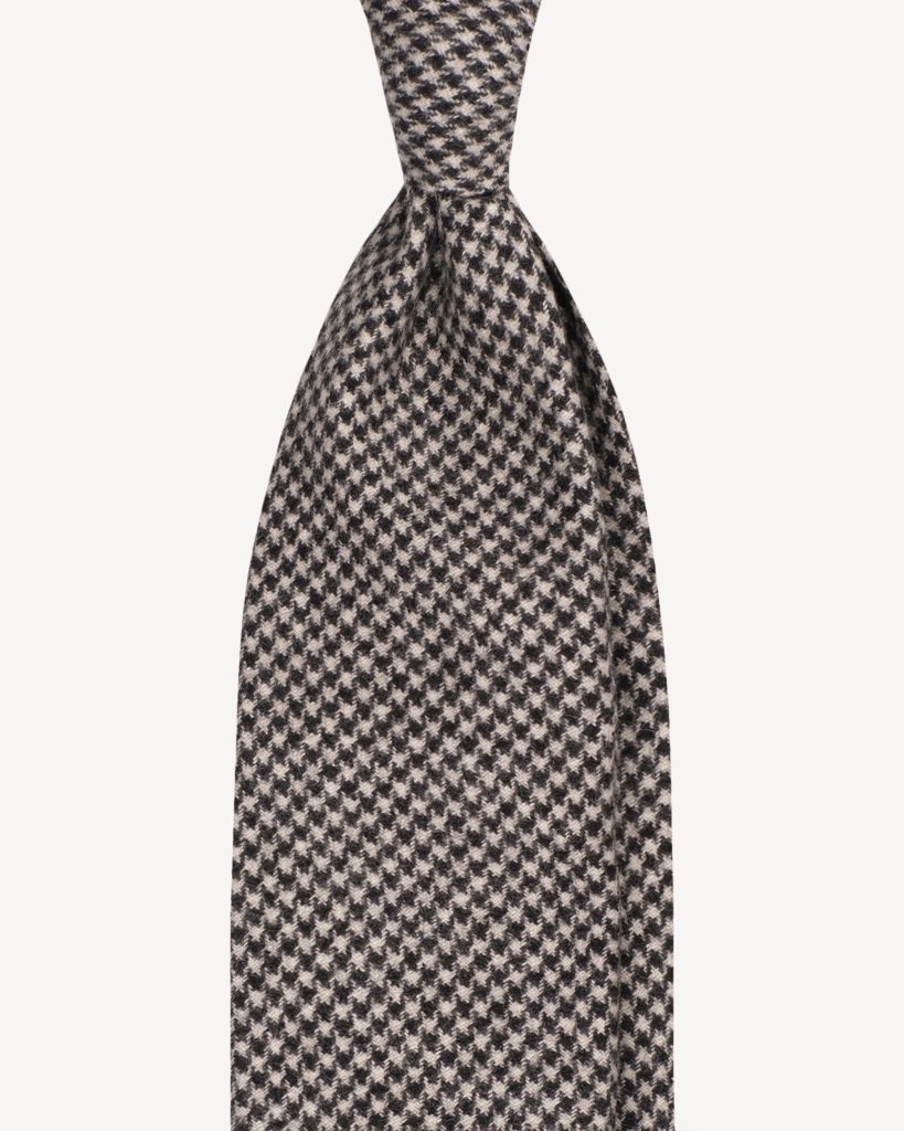 Pied de Poule 100% Cashmere Tie - Black/White