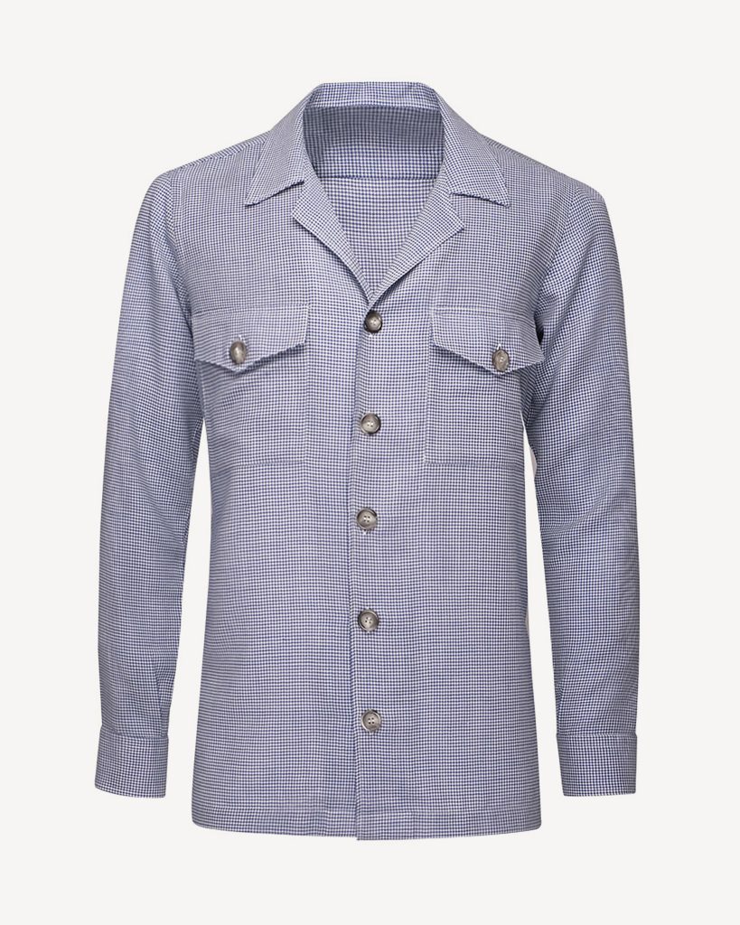 Pied de Poule Cashmere/Silk overshirt - Sea Mix
