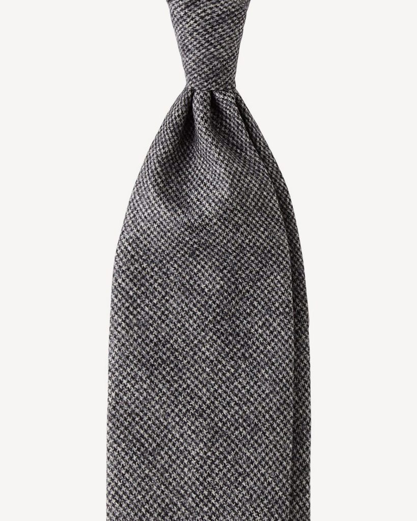 Pied de Poule Wool 3-fold Tie - Grey Mix