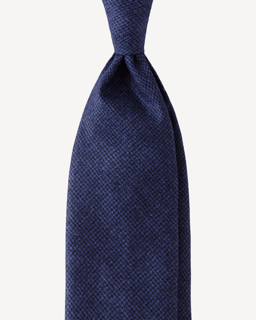 Pied de Poule Wool 3-fold Tie - Navy Mix