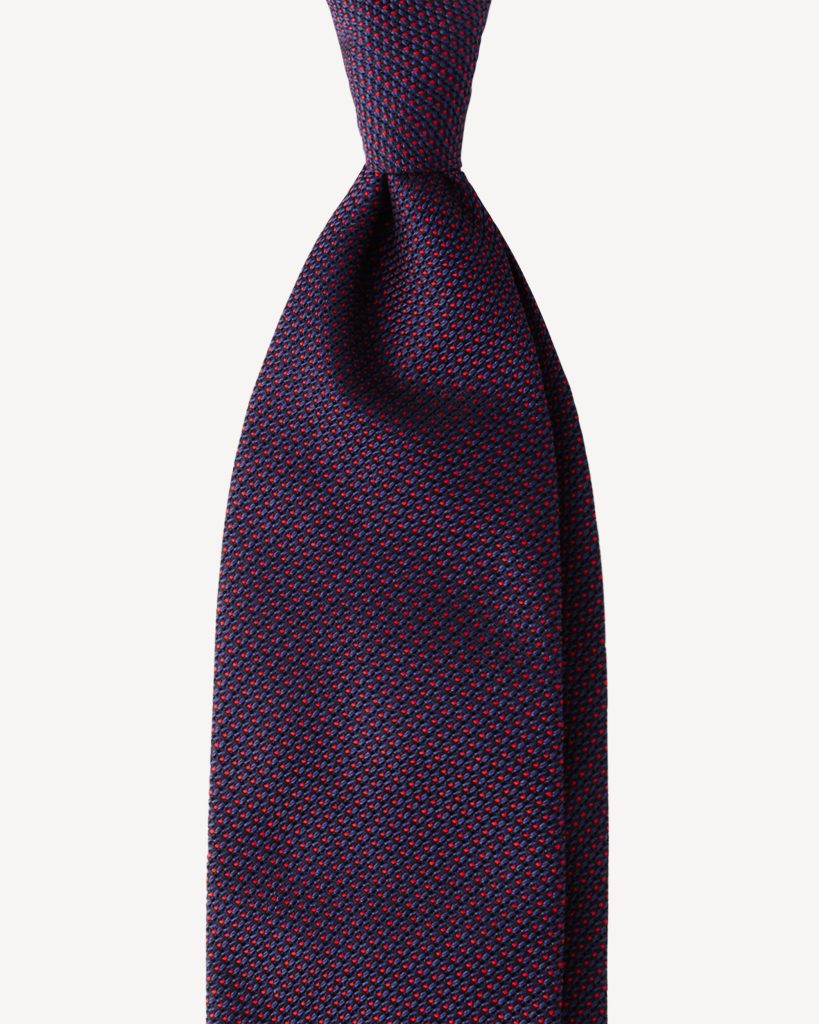 Pin Dot 3-Fold Grenadine Tie - Navy/Wine