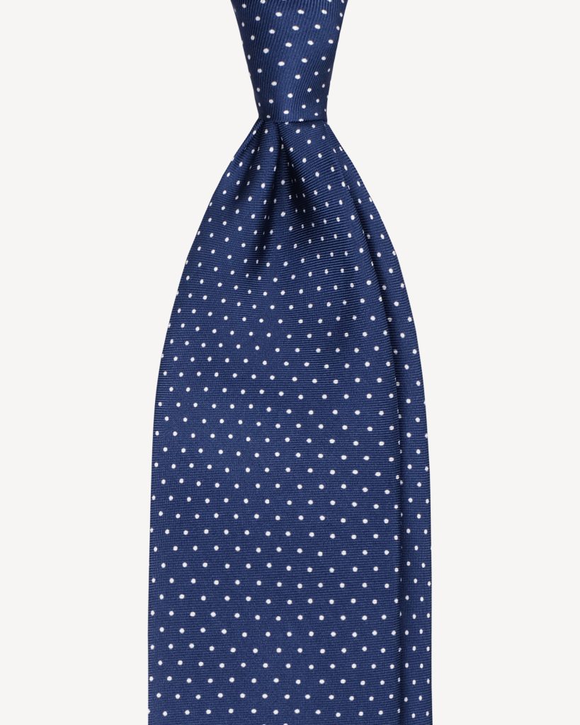 Pin Dot SELFTIPPED SILK TIE – Blue/White