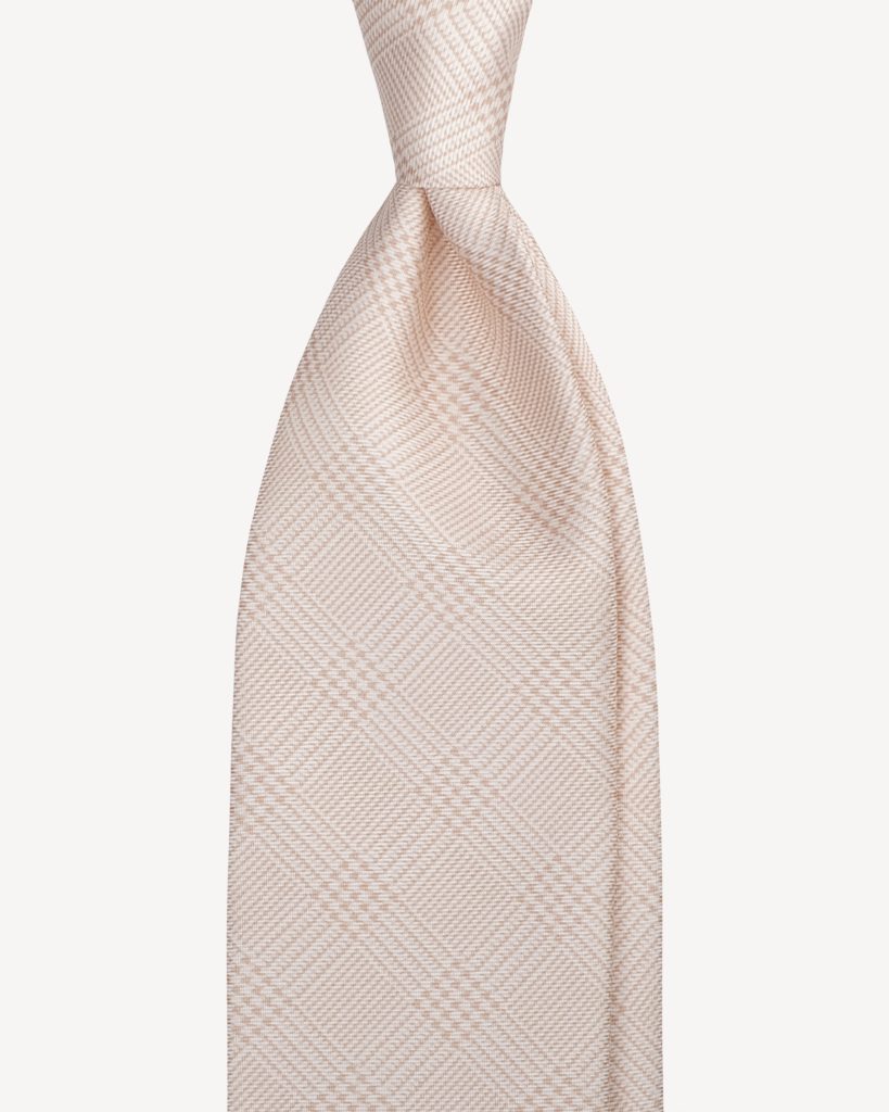 Prince of Wales Selftipped Italian Silk Tie - Sand