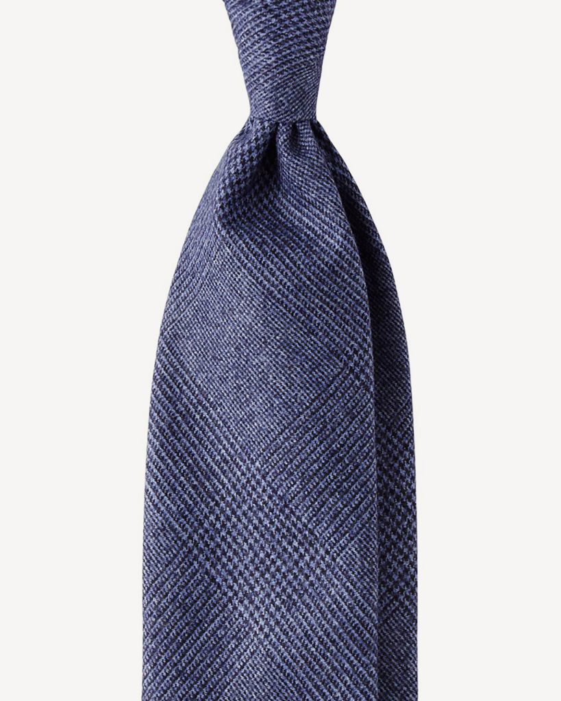 Prince of Wales Untipped 100% Wool Tie - Blue Mix