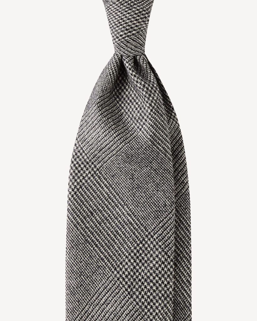 Prince of Wales Untipped 100% Wool Tie - Grey