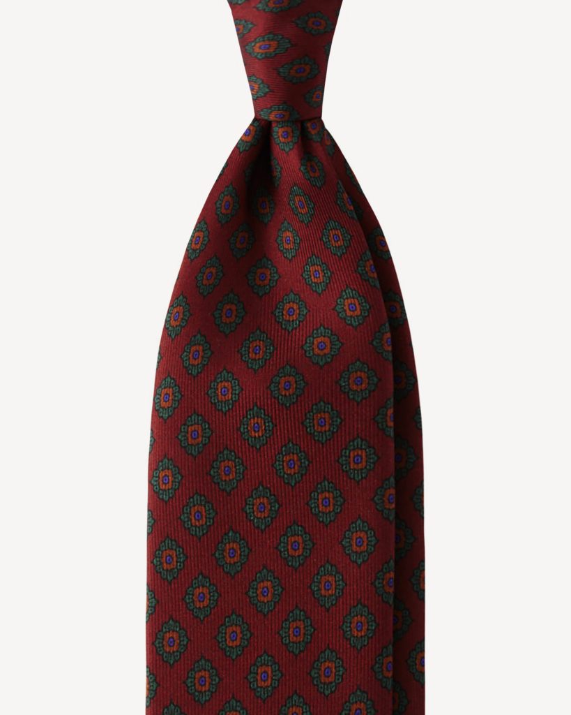 Rosette Pattern SELFTIPPED SILK TIE – Wine