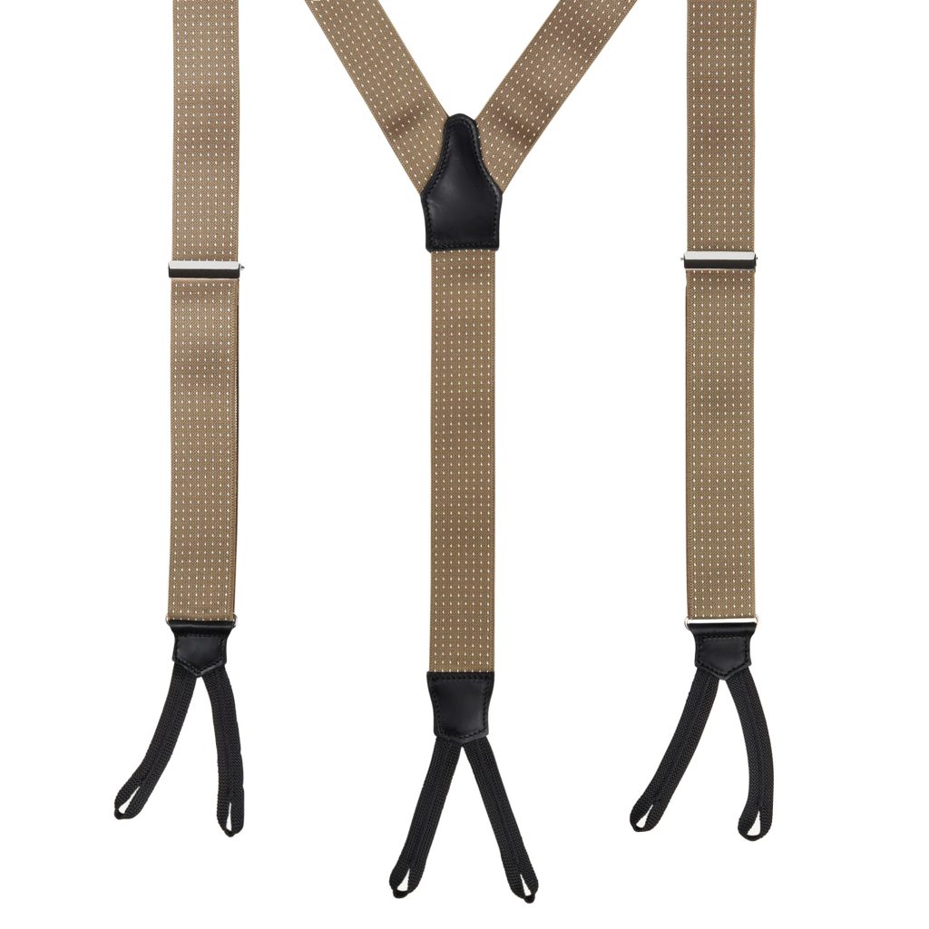 Classic Width Braces l Braid Ends - Polka Dot Sand