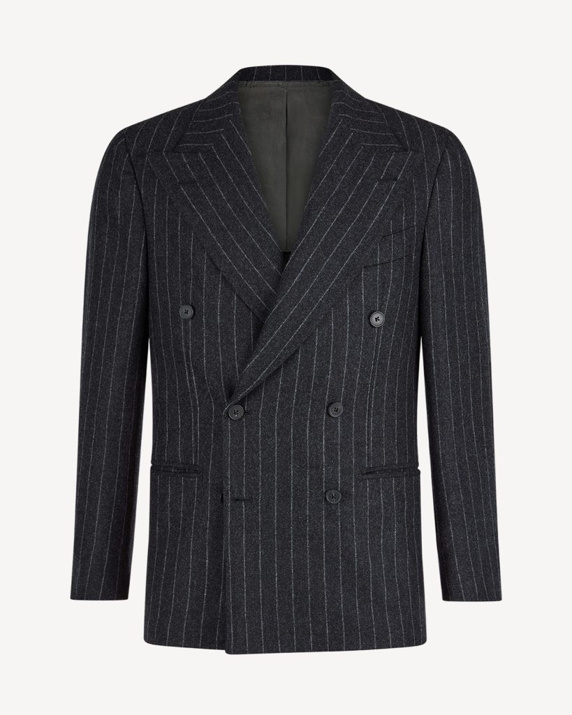 Sartorial Flannel Double Breasted Suit - Grey Chalk Stripe VBC