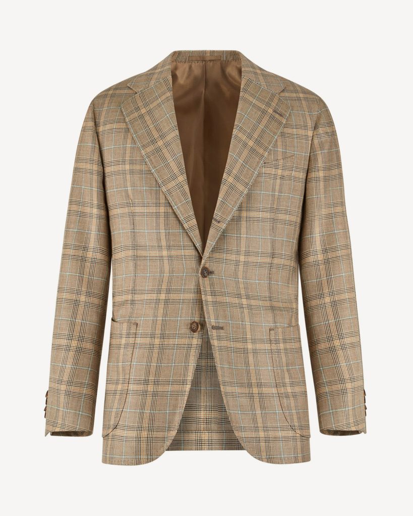 Sartorial Half-lined 100% Vintage Cashmere Blazer - Beige Check