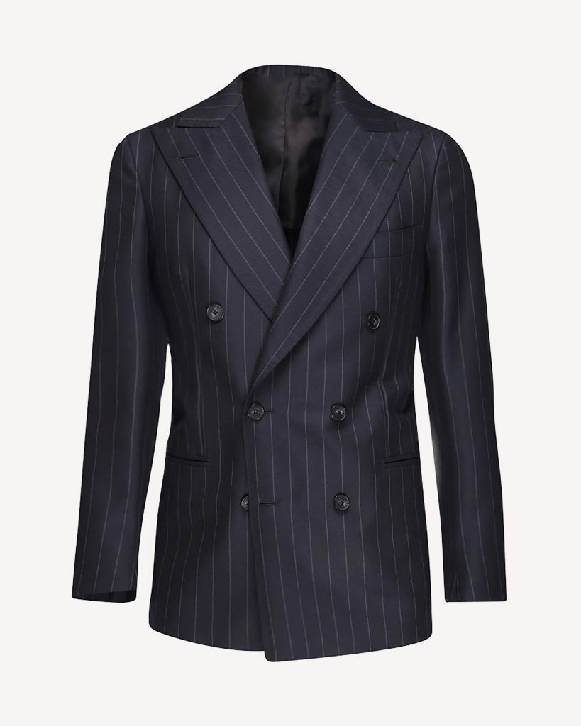 Sartorial Half-lined Double Breasted Suit - Navy Chalk Stripe