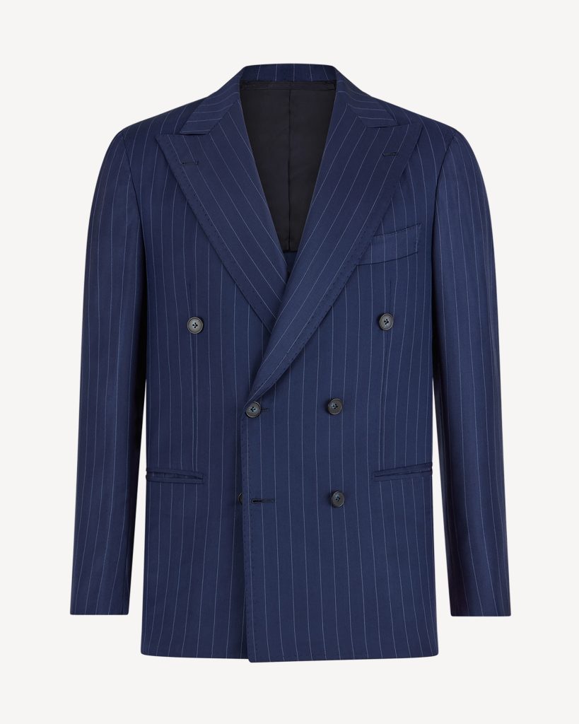 Sartorial Half-lined Double Breasted Suit - Navy Chalk Stripe