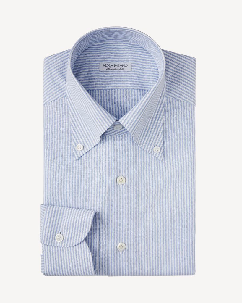 Stripe American Oxford Button-Down Collar Dress Shirt - Blue/White