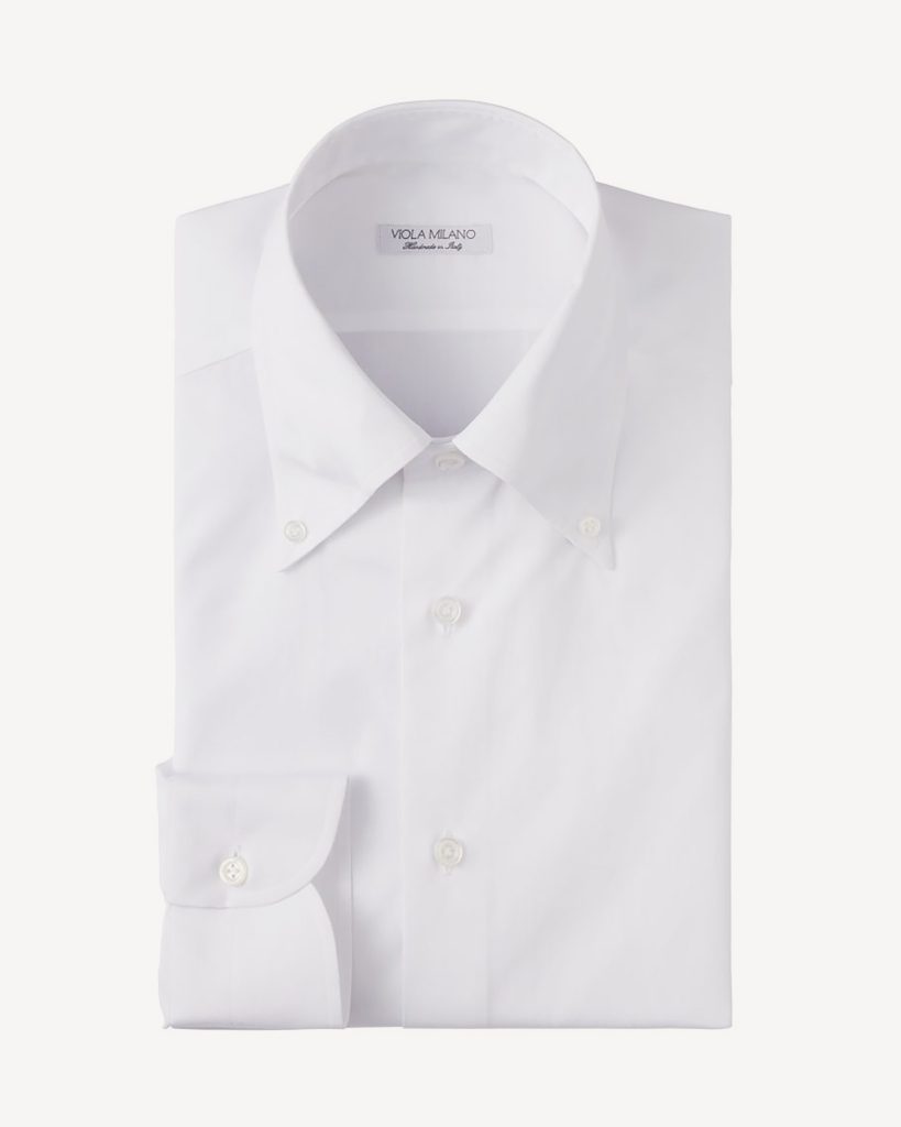 Classic Solid Button-Down Collar Dress Shirt - White
