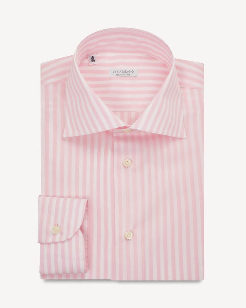 Classic Stripe Cut-away Collar Dress Shirt - Rosa/Bianco