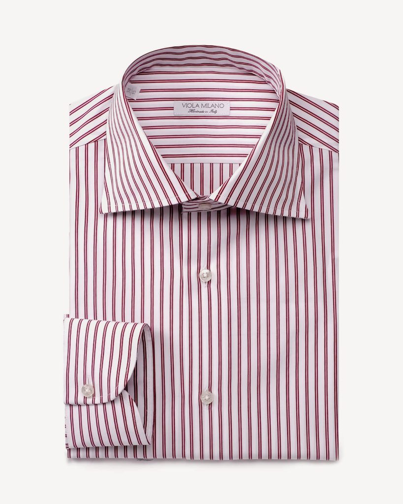 MULTI STRIPED CUTAWAY-COLLAR SHIRT – Rosso/Bianco