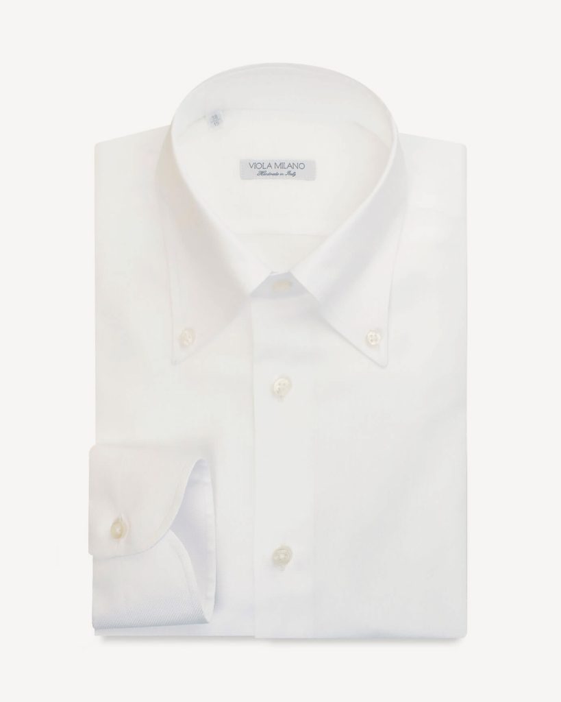 Solid American Oxford Button-Down Collar Dress Shirt - White