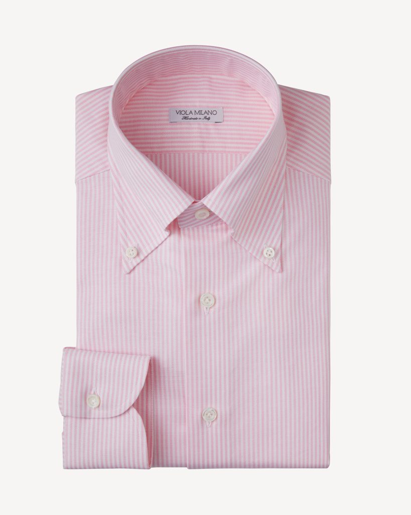Stripe American Oxford Button-Down Collar Dress Shirt - Pink/White