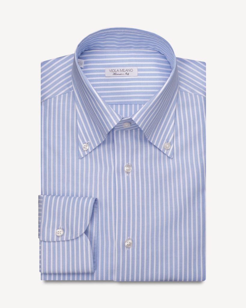 Stripe American Oxford Button-Down Collar Dress Shirt - Sea/White