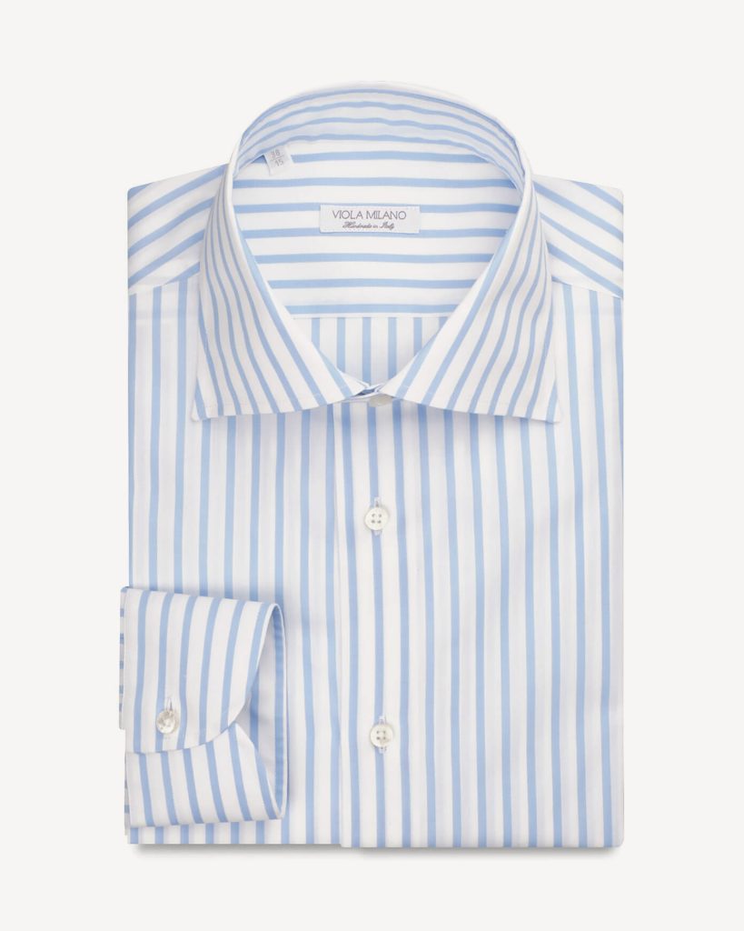 Classic Stripe Cut-away Collar Dress Shirt - Sea/Bianco