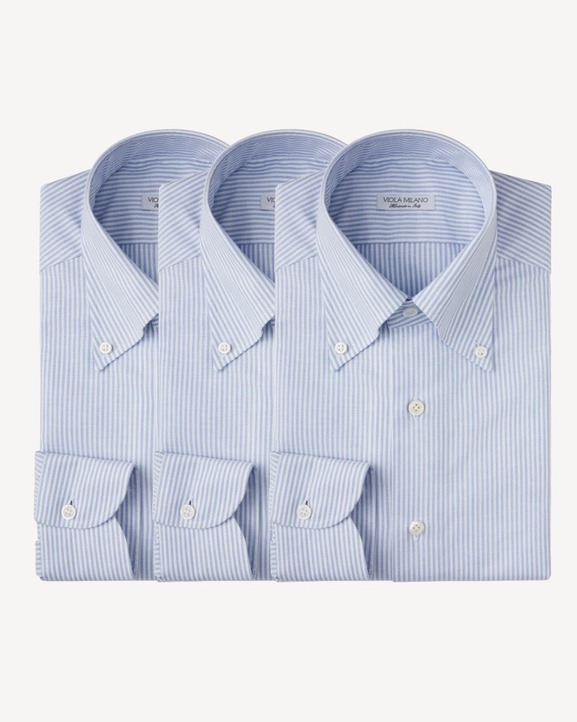 3 Oxford Stripe Package Button-Down Collar Shirt - Blue/White