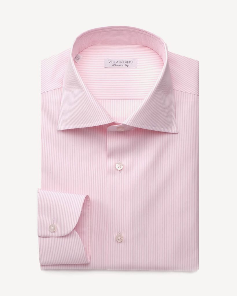 Classic Stripe Cut-away Collar Dress Shirt - Rosa/Bianco